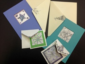 Delicately tangled greeting cards.