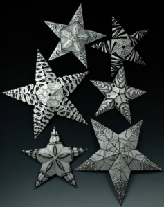 Here a a lovely holiday treat for our followers. This idea found its way to the Zentangle blog where I first saw it. We've provided a link so you can go to the source to learn how to make a Zentangle Star Ornament. Blog Link: http://susanbreensilvy.com/2011/11/28/zentangle-christmas-decoration-zen-out-while-creating-holiday-memories/